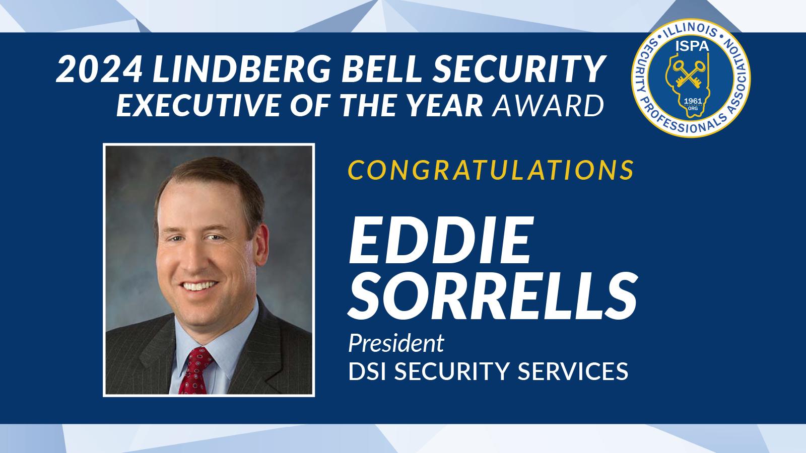 A picture of Eddie Sorrells being honored for winning the Lindberg Bell Security Executive of the Year Award.